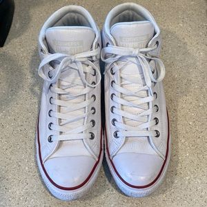 Converse “Chuck Taylor” White Leather High Top sneakers Mens Size 11